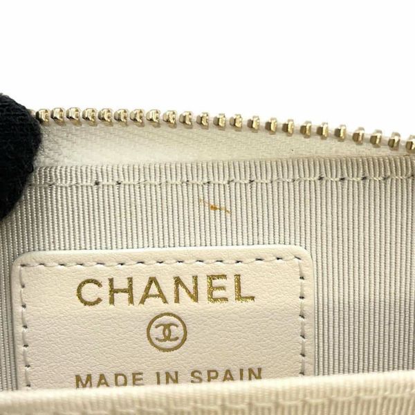 シャネル コインケース クラシック ジップ コインパース マトラッセ ココマーク キャビアスキン AP0216 CHANEL 小銭入れ 白