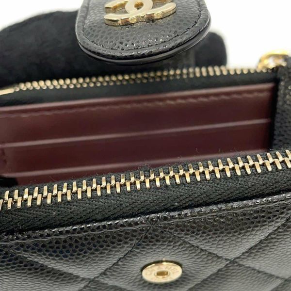 シャネル コインケース マトラッセ ココマーク キャビアスキン AP1928 CHANEL 財布 カードケース 黒