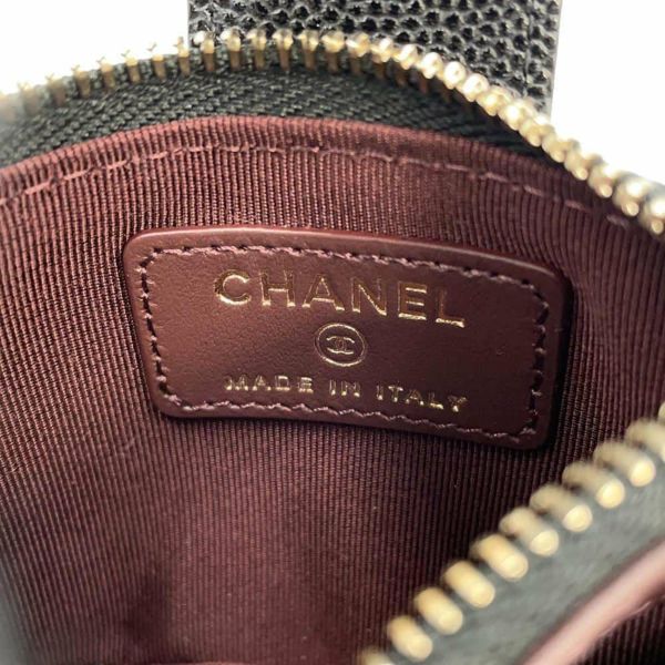 シャネル コインケース マトラッセ ココマーク キャビアスキン AP1928 CHANEL 財布 カードケース 黒