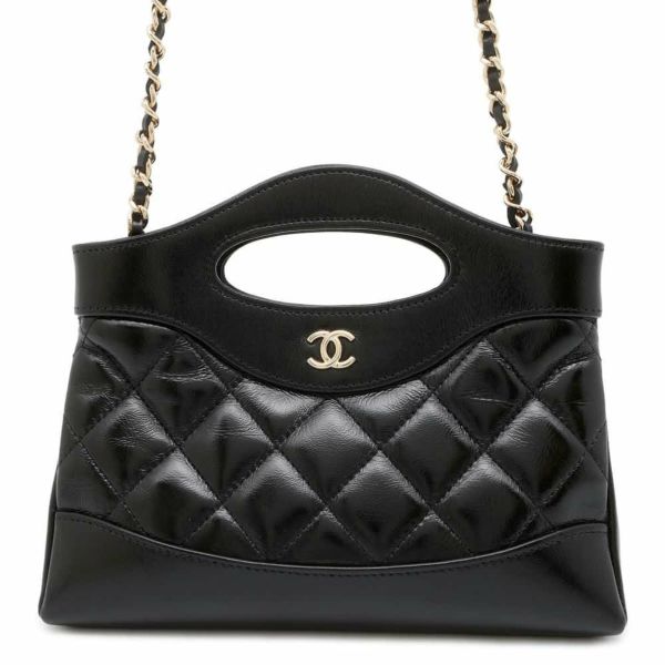 シャネル ハンドバッグ マトラッセ ココマーク CHANEL 31 ミニ シャイニーカーフレザー AP3656 2wayチェーンショルダー 黒