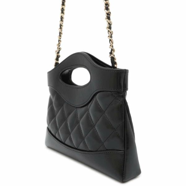 シャネル ハンドバッグ マトラッセ ココマーク CHANEL 31 ミニ シャイニーカーフレザー AP3656 2wayチェーンショルダー 黒