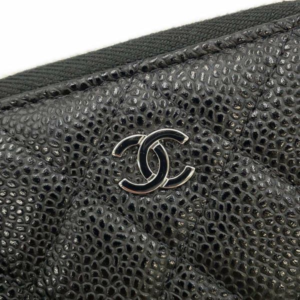 シャネル コインケース クラシック ジップ コインパース マトラッセ ココマーク キャビアスキン AP0216 CHANEL 黒