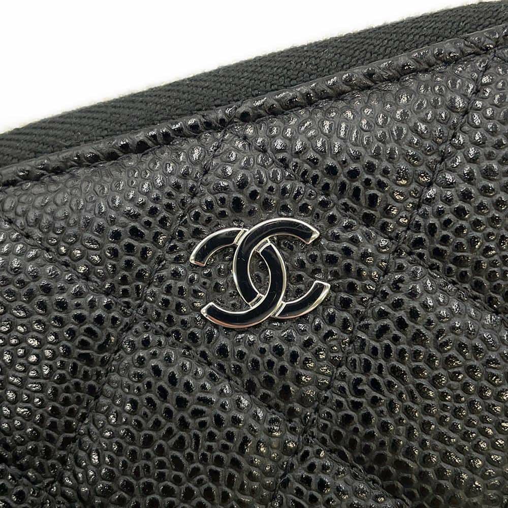シャネル コインケース クラシック ジップ コインパース マトラッセ ココマーク キャビアスキン AP0216 CHANEL 黒