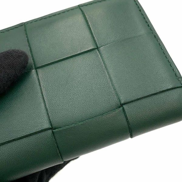 ボッテガヴェネタ 二つ折り財布 イントレチャート スモールカセット 二つ折りファスナーウォレット BOTTEGA VENETA 財布 グリーン