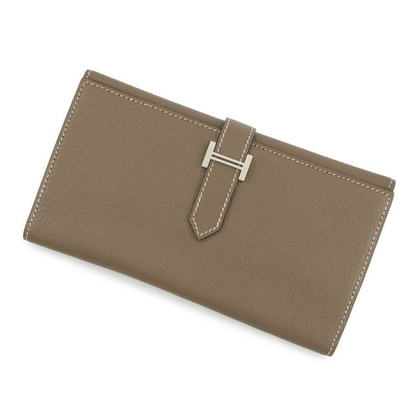 エルメス 長財布 ベアンデュプリ エトゥープ/シルバー金具