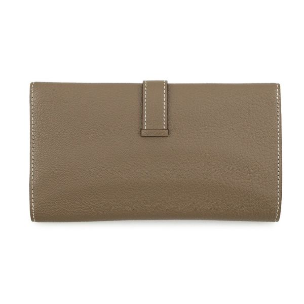 エルメス 長財布 ベアンデュプリ エトゥープ/シルバー金具 シェブルミゾル □K刻印 HERMES 三つ折り財布