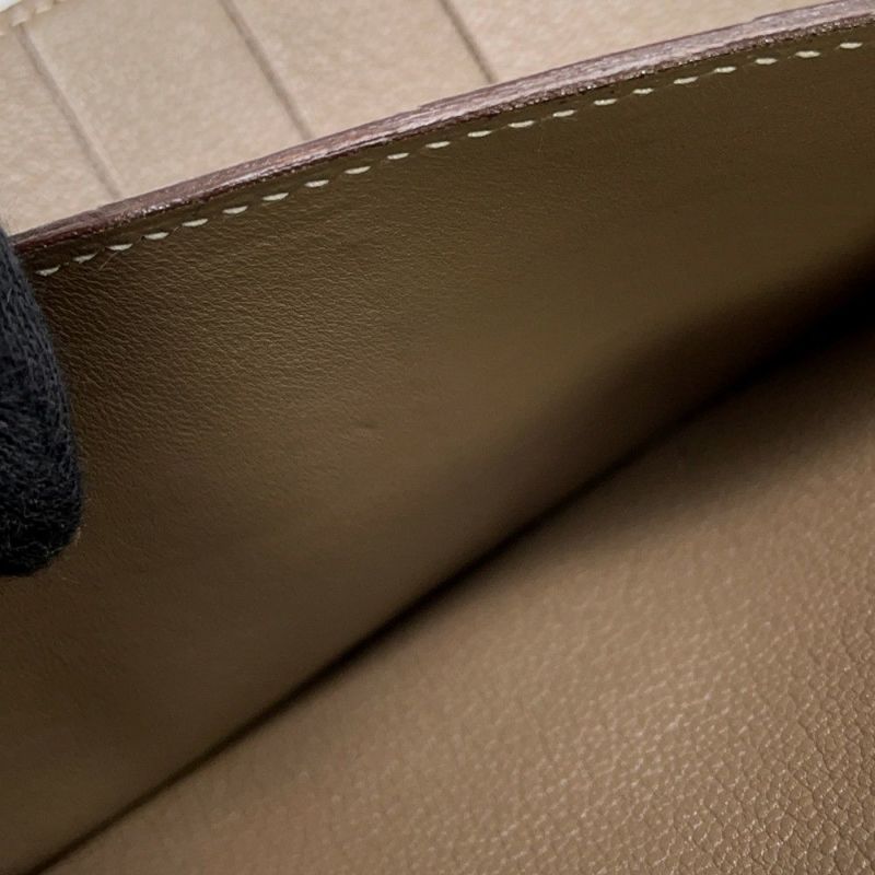 エルメス 長財布 ベアンデュプリ エトゥープ/シルバー金具 シェブルミゾル □K刻印 HERMES 三つ折り財布