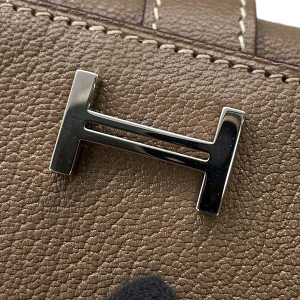 エルメス 長財布 ベアンデュプリ エトゥープ/シルバー金具 シェブルミゾル □K刻印 HERMES 三つ折り財布