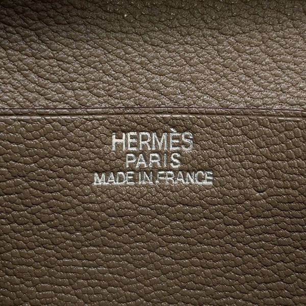 エルメス 長財布 ベアンデュプリ エトゥープ/シルバー金具 シェブルミゾル □K刻印 HERMES 三つ折り財布