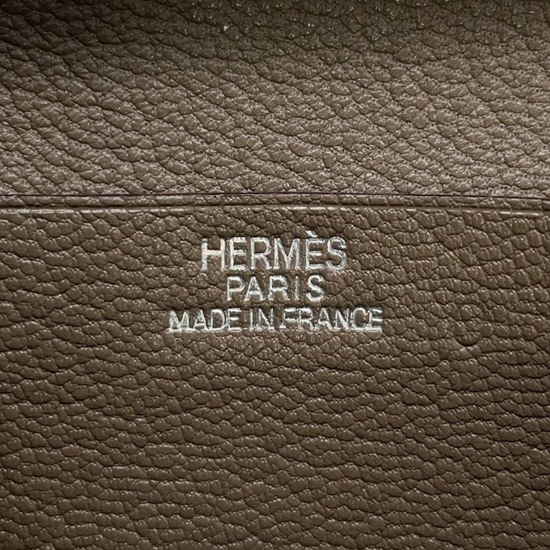エルメス 長財布 ベアンデュプリ エトゥープ/シルバー金具 シェブルミゾル □K刻印 HERMES 三つ折り財布