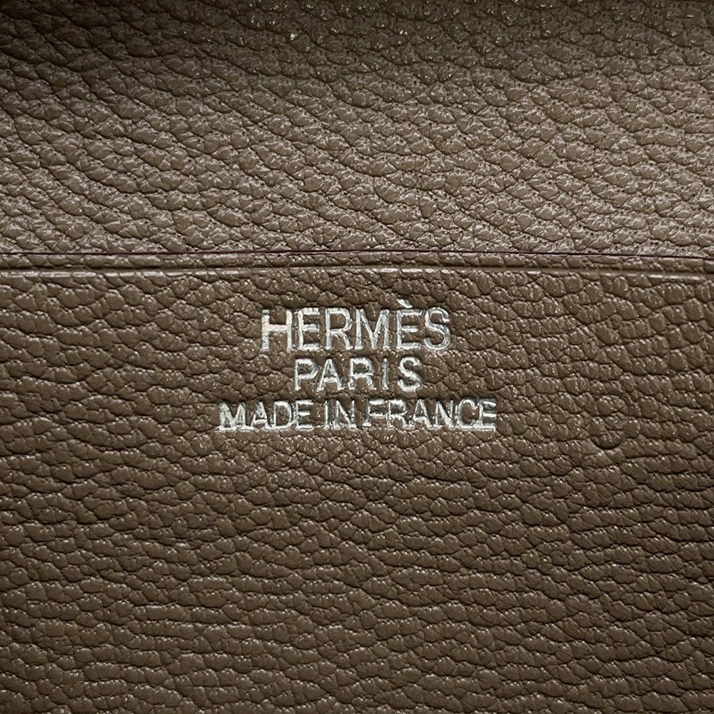 エルメス 長財布 ベアンデュプリ エトゥープ/シルバー金具 シェブルミゾル □K刻印 HERMES 三つ折り財布