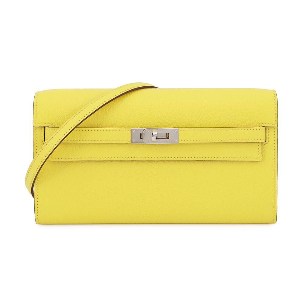 エルメス ケリーウォレット ロング トゥーゴー ライム/シルバー金具 シェブルミゾル U刻印 HERMES シェーブル エルメス ケリーウォレット ロング トゥーゴー ライム/シルバー金具