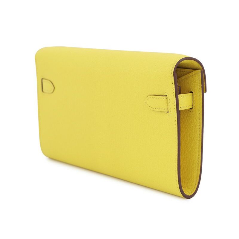 エルメス ケリーウォレット ロング トゥーゴー ライム/シルバー金具 シェブルミゾル U刻印 HERMES シェーブル