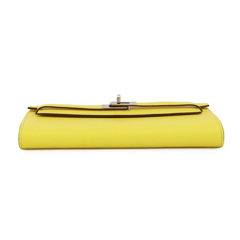 エルメス ケリーウォレット ロング トゥーゴー ライム/シルバー金具 シェブルミゾル U刻印 HERMES シェーブル