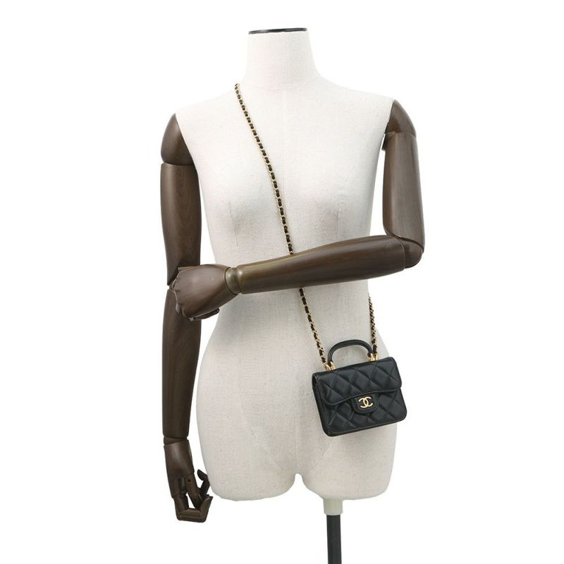 シャネル チェーンウォレット マトラッセ ココマーク フラップ コインパース ラムスキン AP2200 CHANEL 財布 黒