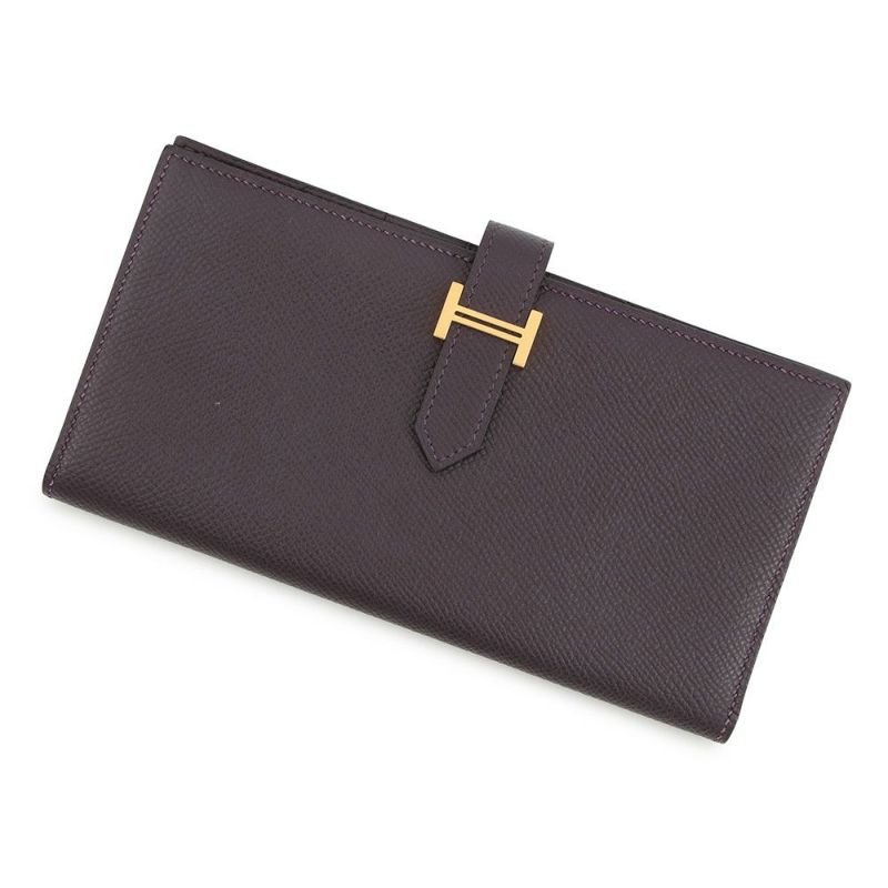 エルメス 長財布 ベアンスフレ レザン/ゴールド金具 エプソン D刻印 HERMES 財布