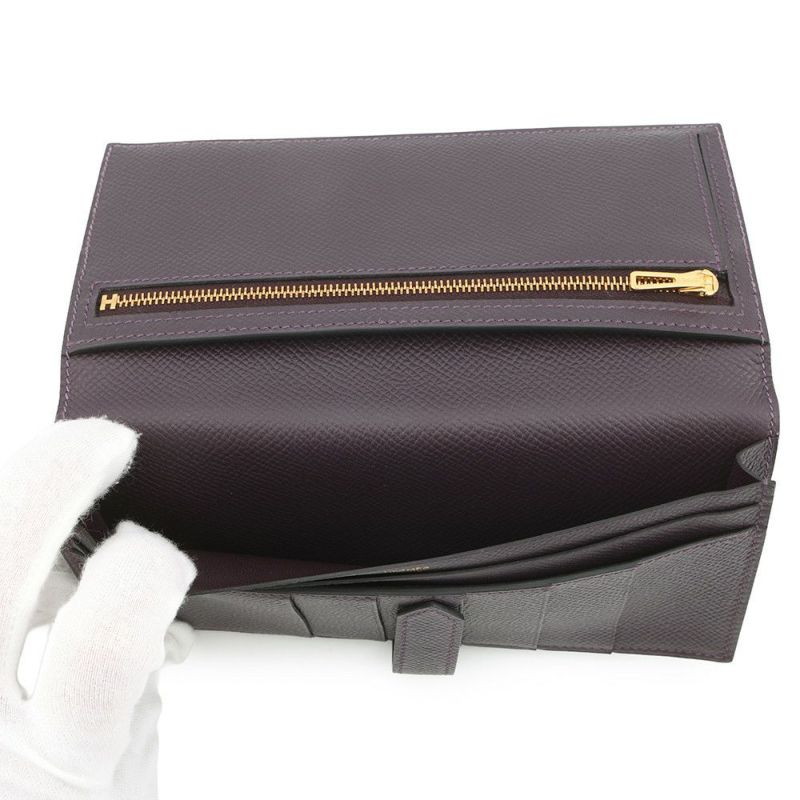 エルメス 長財布 ベアンスフレ レザン/ゴールド金具 エプソン D刻印 HERMES 財布