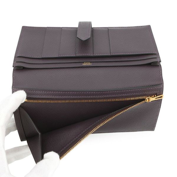 エルメス 長財布 ベアンスフレ レザン/ゴールド金具 エプソン D刻印 HERMES 財布