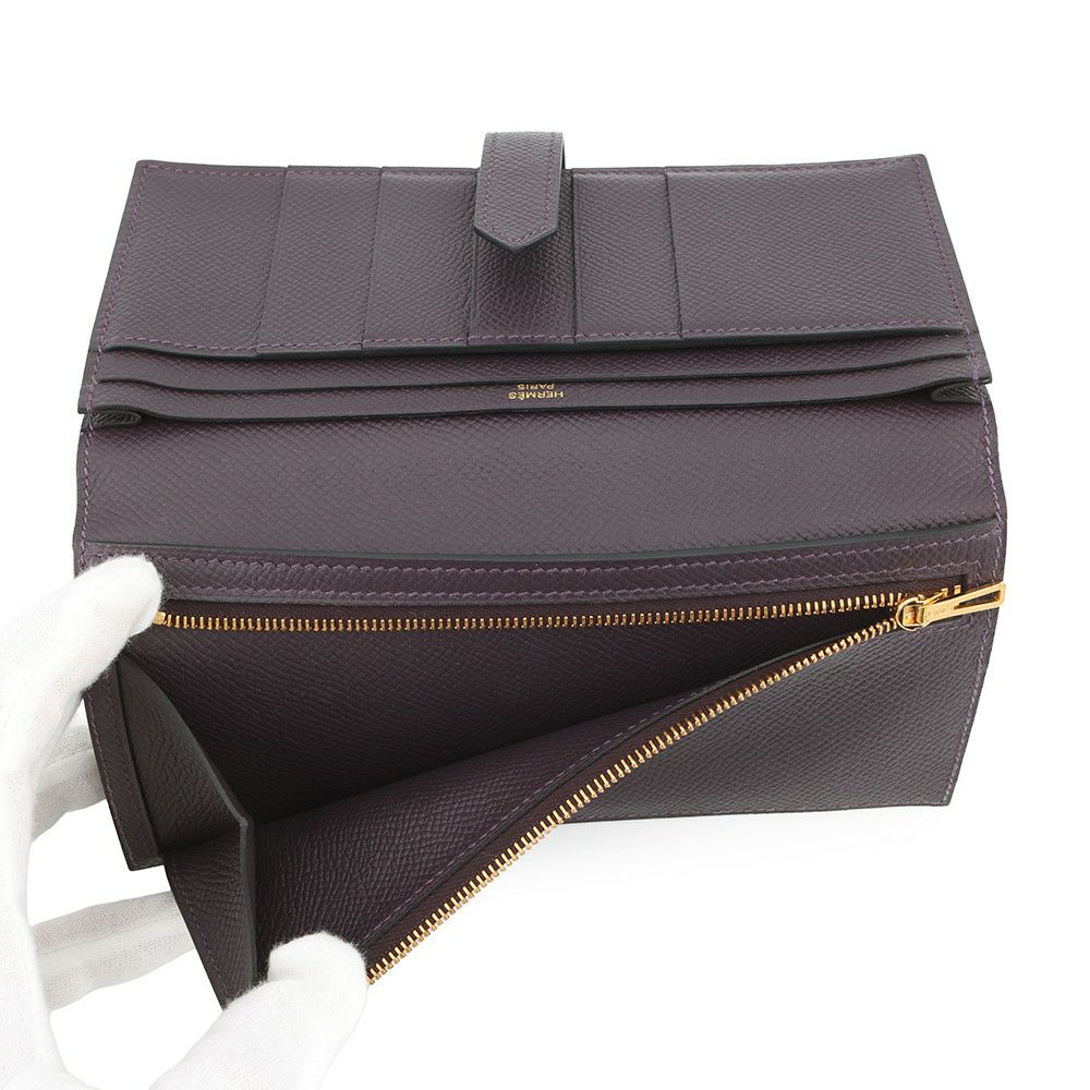 エルメス 長財布 ベアンスフレ レザン/ゴールド金具 エプソン D刻印 HERMES 財布