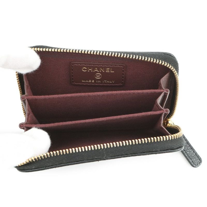 シャネル コインケース クラシック ジップコインパース マトラッセ ココマーク キャビアスキン AP0216 CHANEL 財布 黒