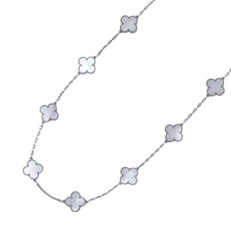 ヴァンクリ ネックレス ヴィンテージ アルハンブラ ネックレス 10モチーフ マザーオブパール K18WG VCARF48500