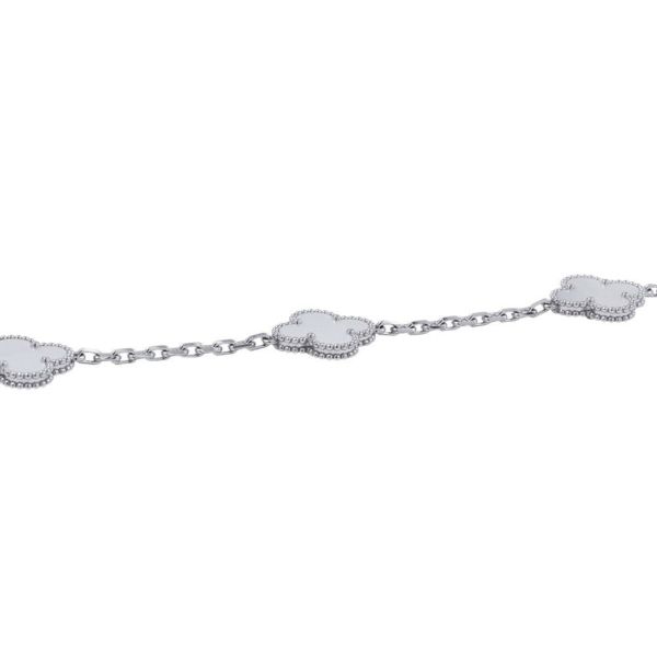 ヴァンクリ ネックレス ヴィンテージ アルハンブラ ネックレス 10モチーフ マザーオブパール K18WG VCARF48500