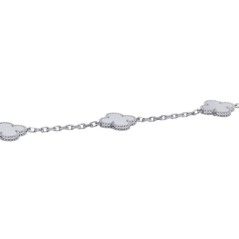 ヴァンクリ ネックレス ヴィンテージ アルハンブラ ネックレス 10モチーフ マザーオブパール K18WG VCARF48500