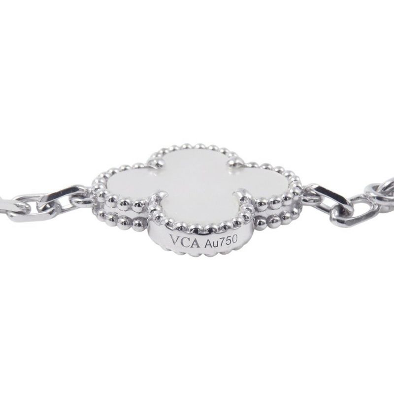 ヴァンクリ ネックレス ヴィンテージ アルハンブラ ネックレス 10モチーフ マザーオブパール K18WG VCARF48500