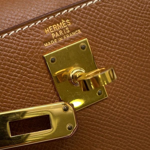 エルメス ハンドバッグ ミニケリー20 外縫い ゴールド/ゴールド金具 クシュベル □B刻印 2wayショルダー