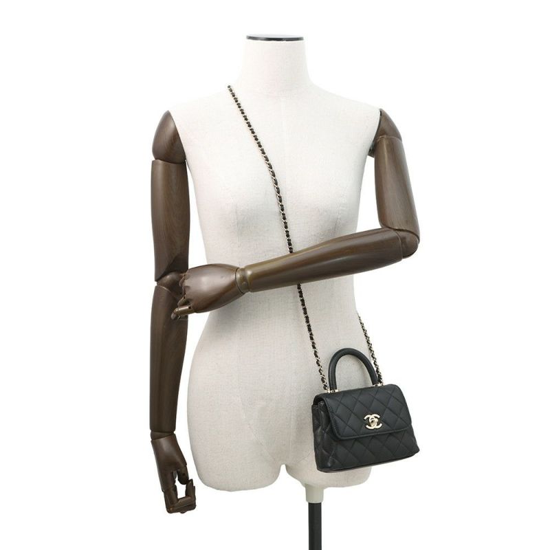 シャネル ハンドバッグ マトラッセ ココハンドル ミニミニ キャビアスキン AP4244 2wayチェーンショルダー 黒