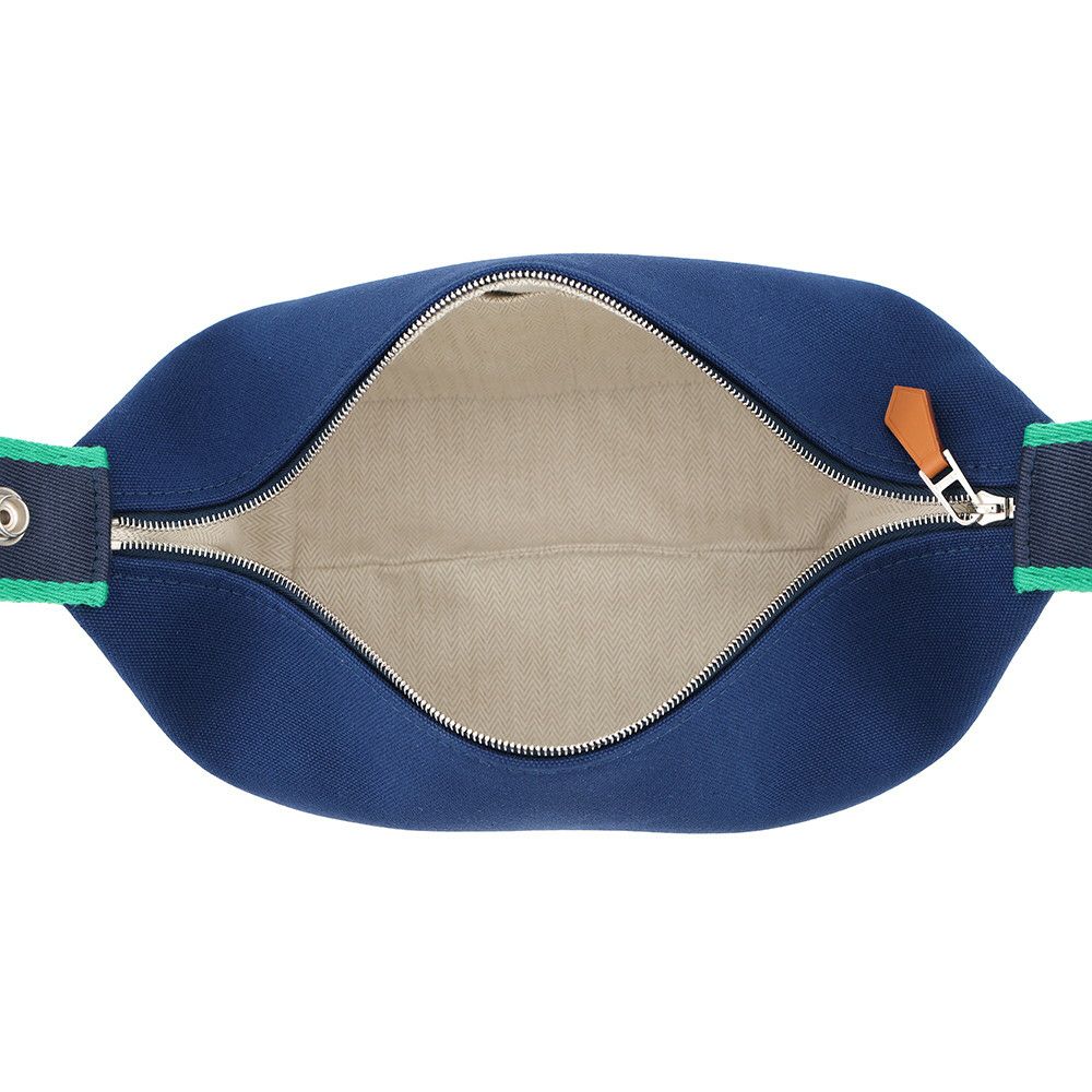 エルメス ポーチ ブリッド・ア・ブラックPM ネイビー/グリーン/シルバー金具 キャンバス HERMES バッグ 小物入れ