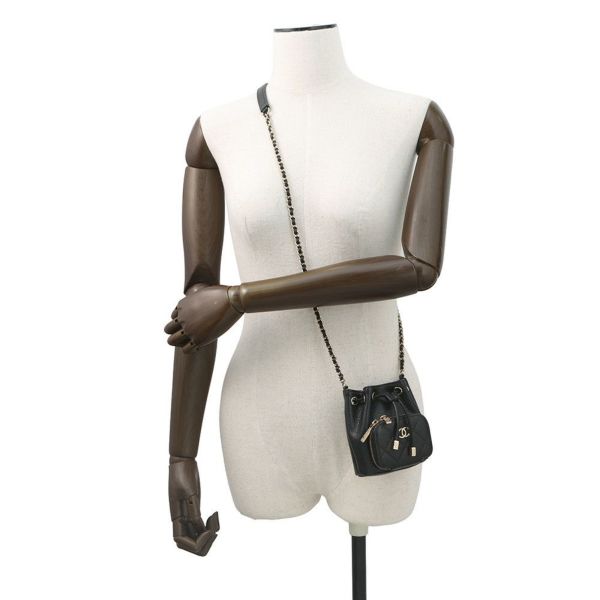 シャネル チェーンショルダーバッグ マトラッセ ココマーク キャビアスキン AS2353 CHANEL ミニバッグ 黒