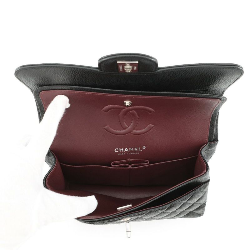 シャネル チェーンショルダーバッグ マトラッセ23 ココマーク Wフラップ キャビアスキン A01113 CHANEL 黒