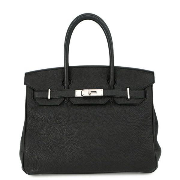 エルメス バーキン30 ブラック/シルバー金具 トゴ □R刻印 HERMES Birkin ハンドバッグ 黒