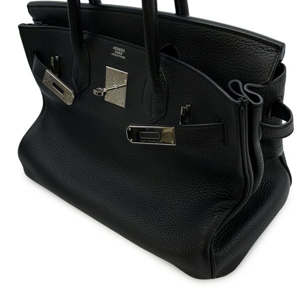 エルメス バーキン30 ブラック/シルバー金具 トゴ □R刻印 HERMES Birkin ハンドバッグ 黒