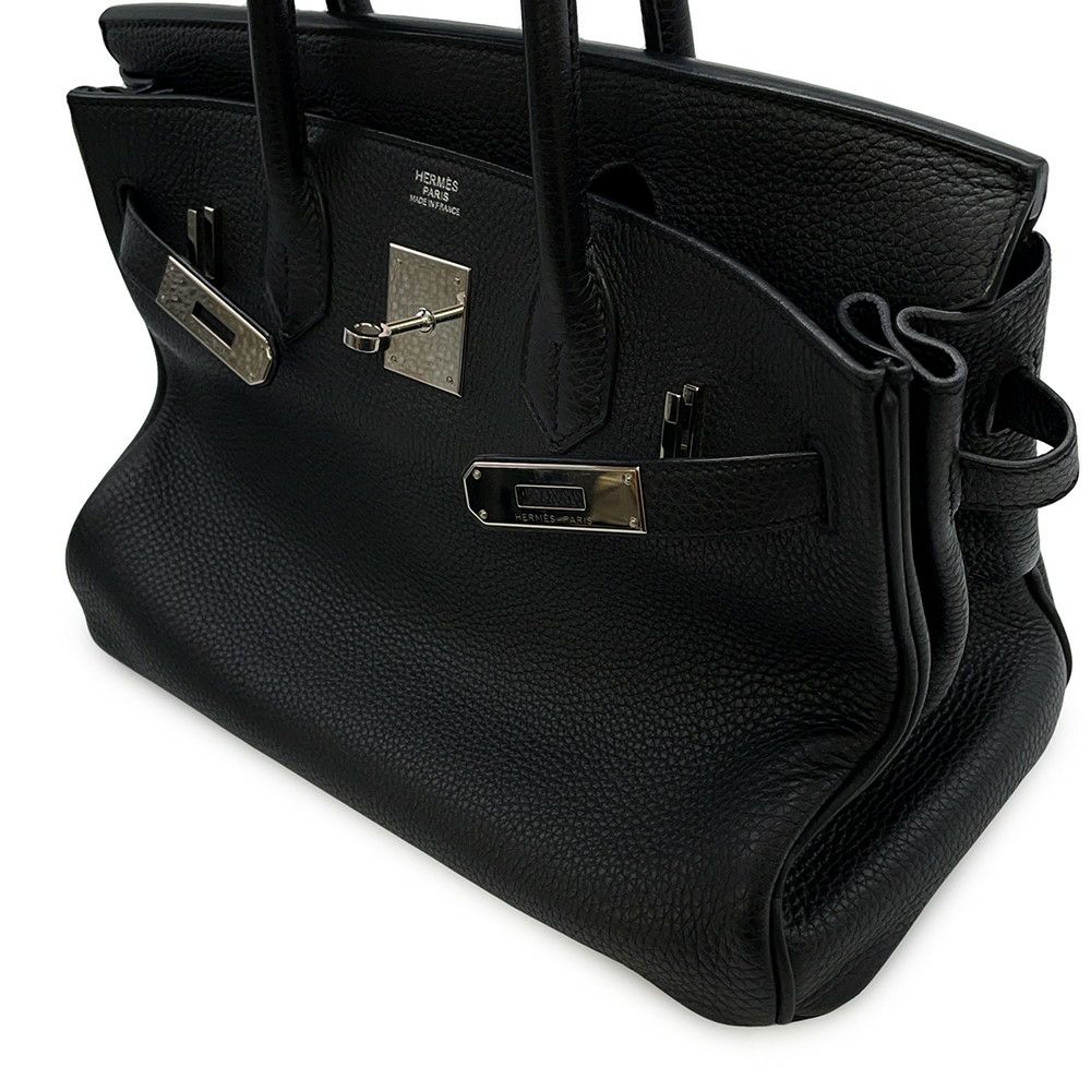 エルメス バーキン30 ブラック/シルバー金具 トゴ □R刻印 HERMES Birkin ハンドバッグ 黒