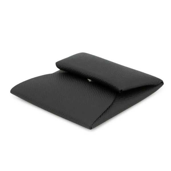 エルメス コインケース バスティア ブラック/シルバー金具 エプソン B刻印 HERMES 小銭入れ 黒