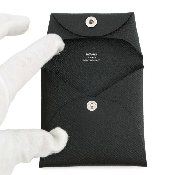 エルメス コインケース バスティア ブラック/シルバー金具 エプソン B刻印 HERMES 小銭入れ 黒