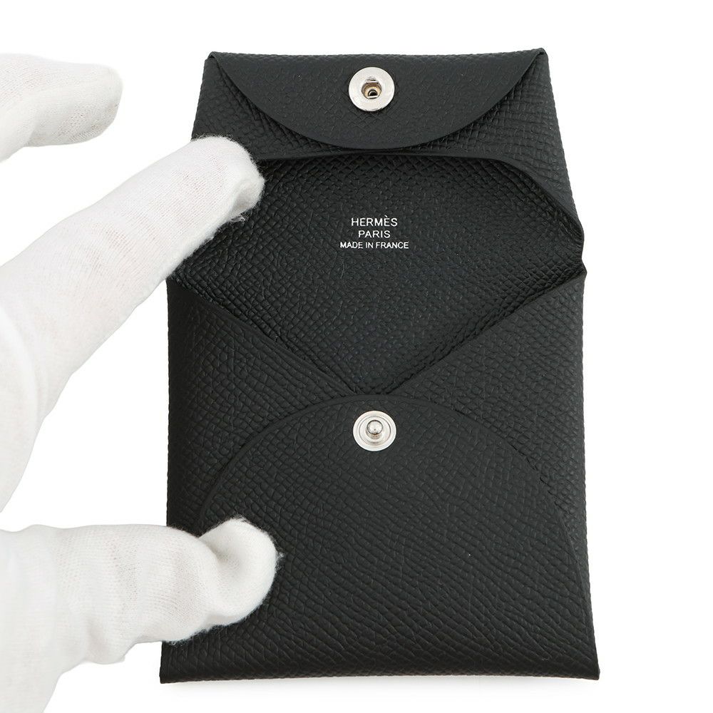 エルメス コインケース バスティア ブラック/シルバー金具 エプソン B刻印 HERMES 小銭入れ 黒
