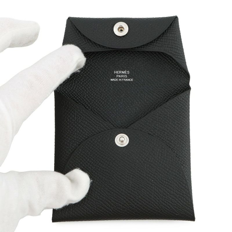エルメス コインケース バスティア ブラック/シルバー金具 エプソン B刻印 HERMES 小銭入れ 黒
