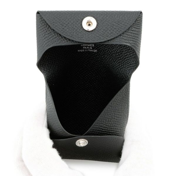 エルメス コインケース バスティア ブラック/シルバー金具 エプソン B刻印 HERMES 小銭入れ 黒