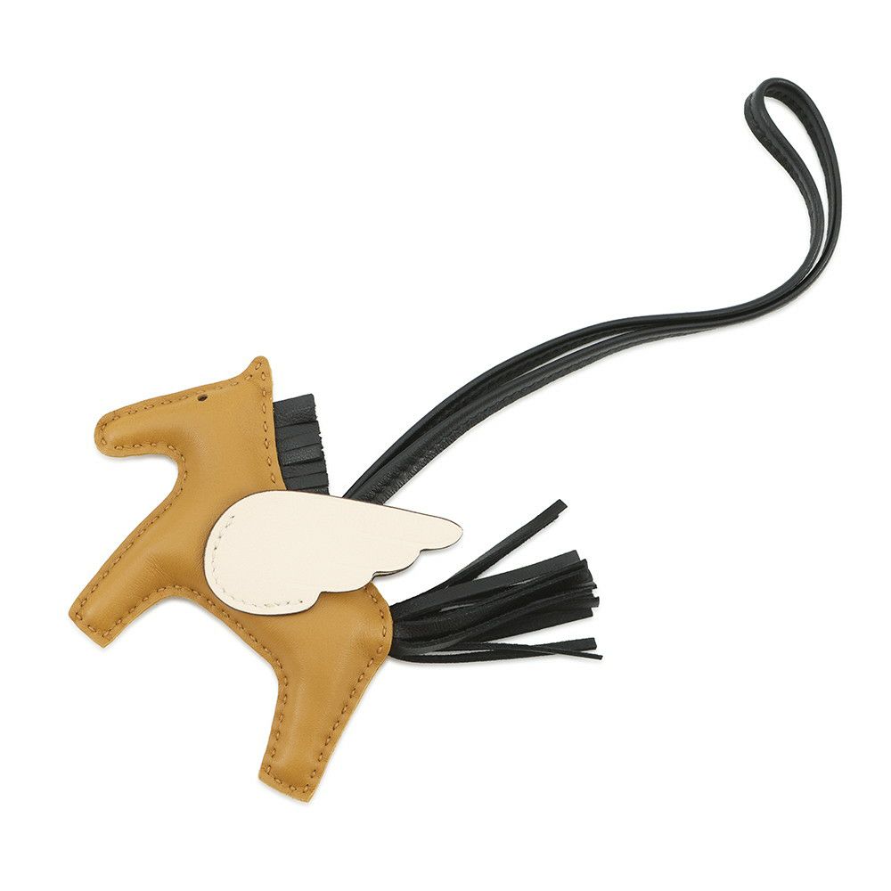 エルメス バッグチャーム ロデオPM ペガサス セサミ/ブラック/ナタ ラムスキン Z刻印