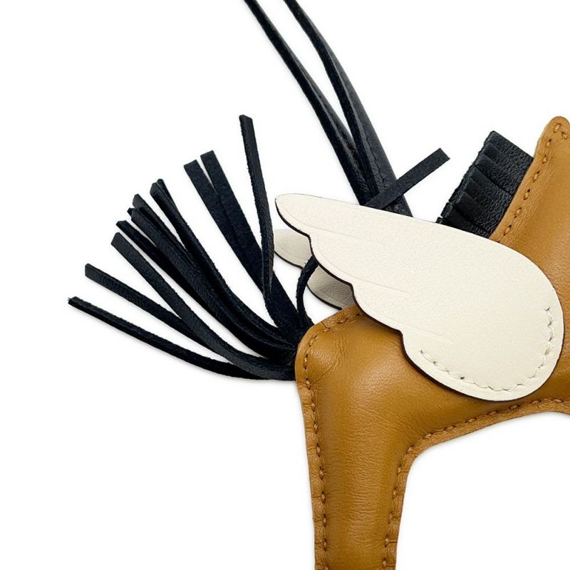 エルメス バッグチャーム ロデオPM ペガサス セサミ/ブラック/ナタ ラムスキン Z刻印