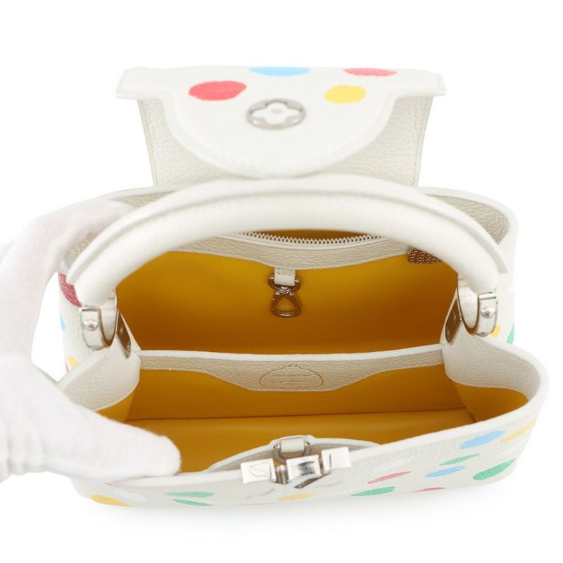 ルイヴィトン ハンドバッグ トリヨンレザー/ペインティッド ドット カプシーヌ LV×YK BB M21637 2way 草間弥生 コラボ 白