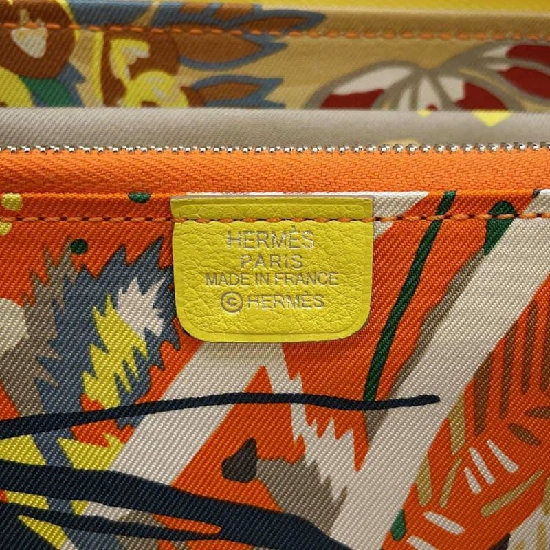 エルメス 長財布 アザップロング シルクイン ライム/シルバー金具 エバーカラー W刻印 HERMES 財布