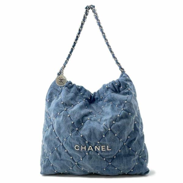 シャネル ハンドバッグ シャネル22 デニム AS3261 CHANEL バッグ ショルダーバッグ