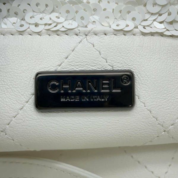 シャネル トートバッグ ショッピングバッグ スパンコール AS4856 CHANEL バッグ 黒 白