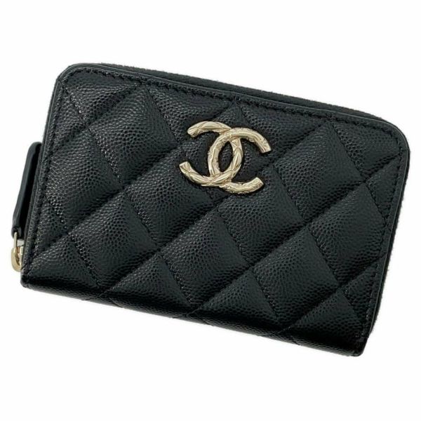 シャネル コインケース ココマーク マトラッセ ジップコインパース キャビアスキン AP3977 CHANEL 財布 黒