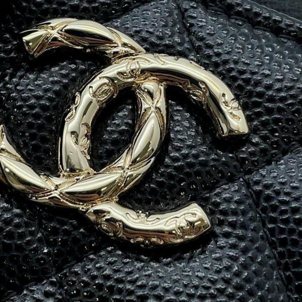 シャネル コインケース ココマーク マトラッセ ジップコインパース キャビアスキン AP3977 CHANEL 財布 黒