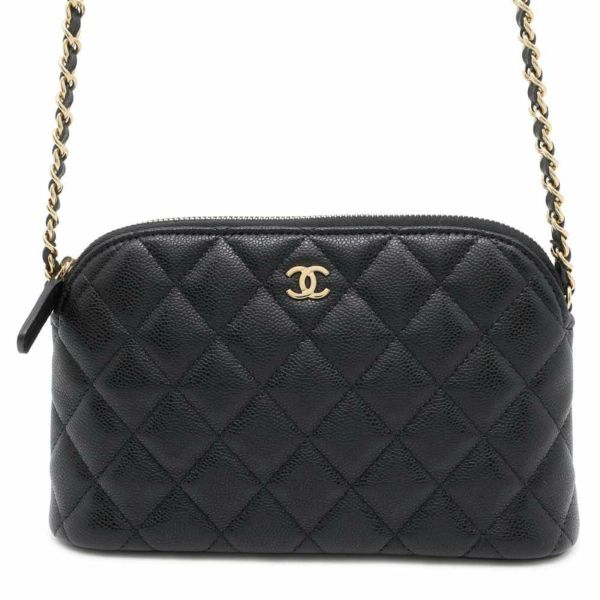 シャネル チェーンショルダーバッグ クラシック マトラッセ キャビアスキン AP4016 CHANEL 黒